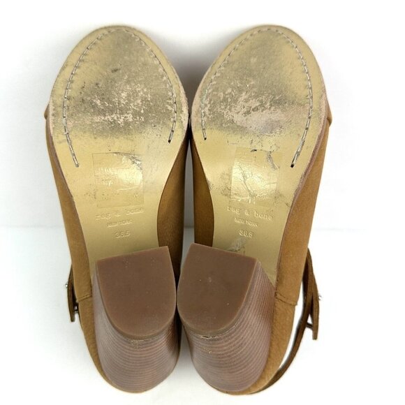 Rag & Bone Harlow Boots 36.5 Tan Brown Suede Nubuck Leather Ankle Bootie 6.5 - Picture 7 of 12